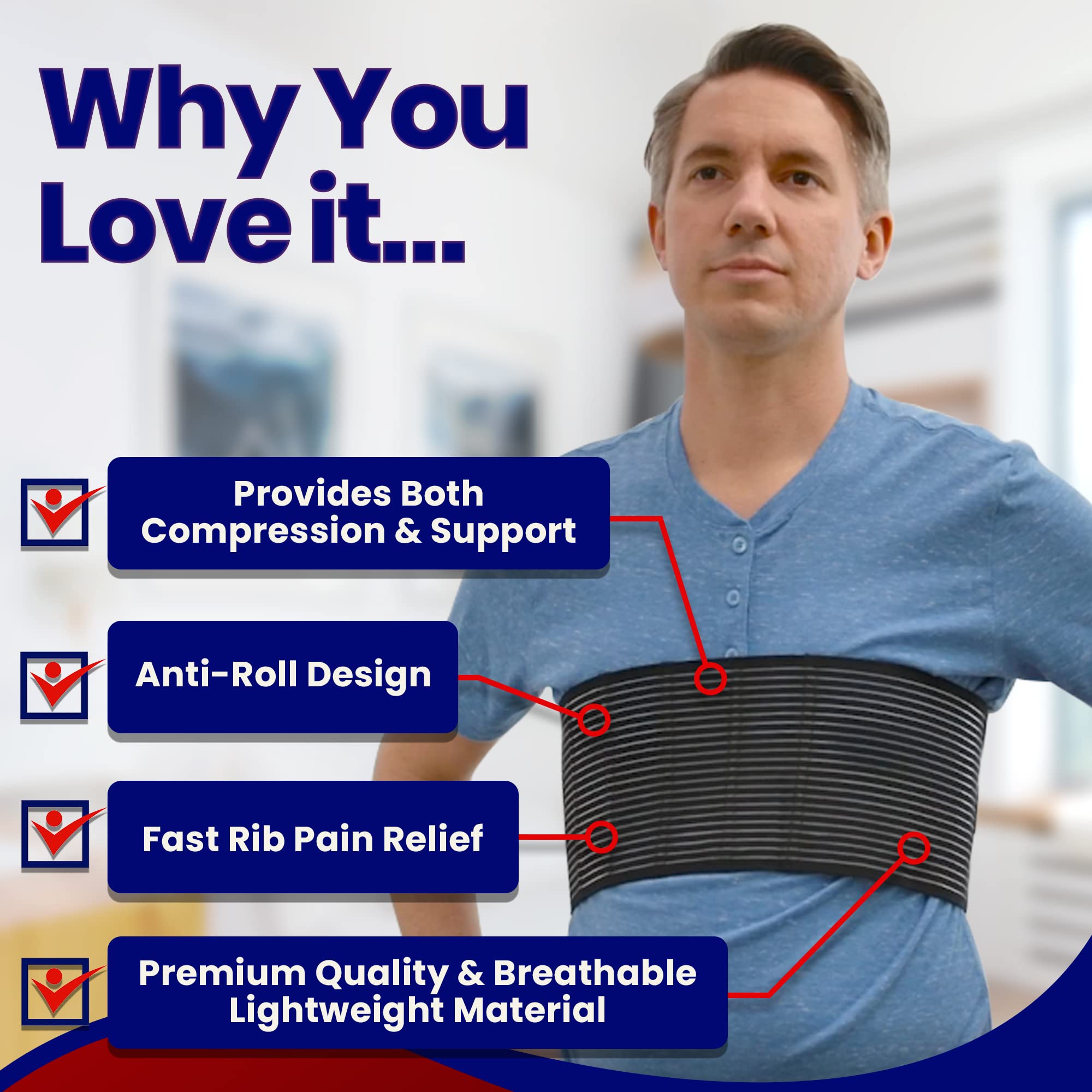 Buy Rib Brace Chest Binder Broken or Cracked Rib Belt to Reduce Rib