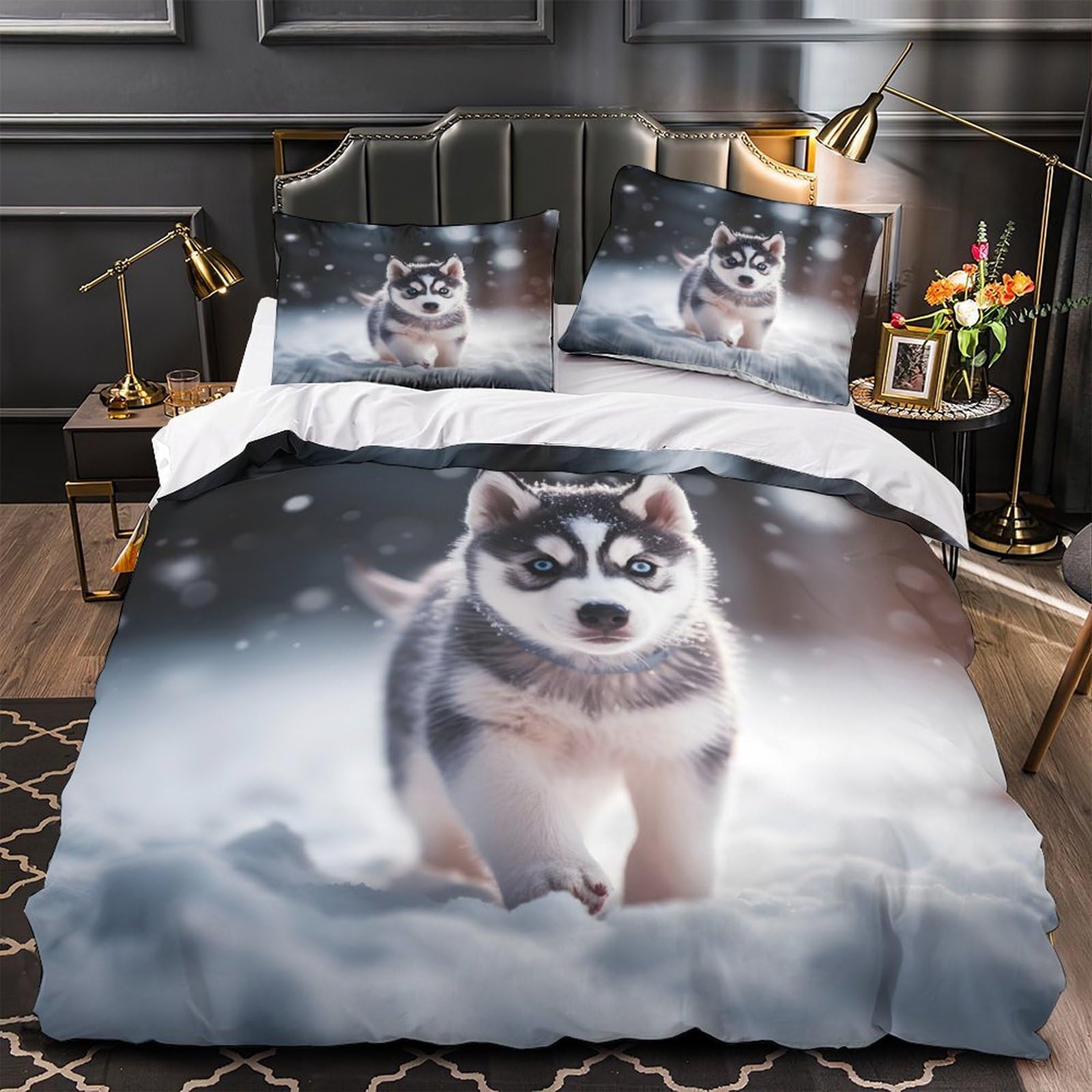 Housse de Couette Mouton 3D Douceur Confortable Parure de Lit King Luxe