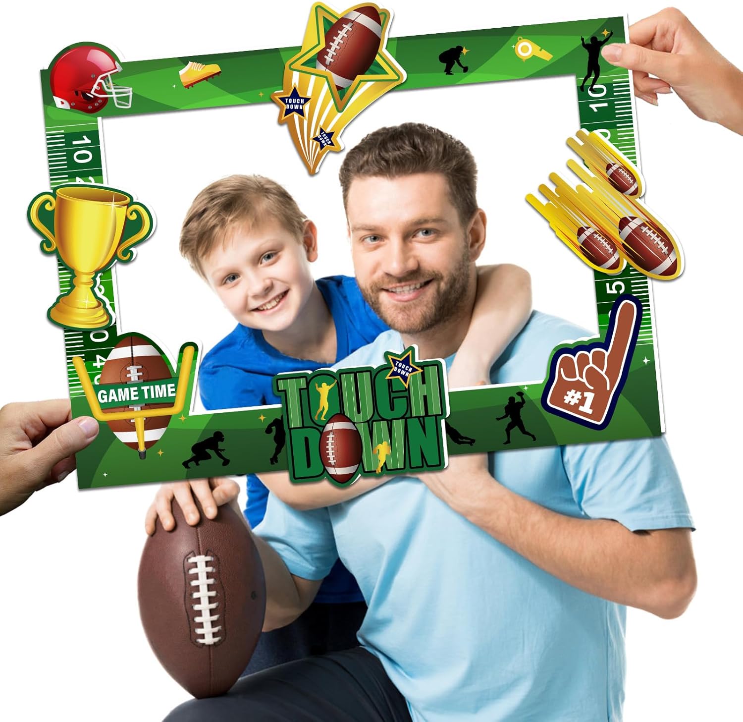 Football Bowl Photo Booth Frame Sport Theme Party Photography Props Kit Touchdown Supplies and Decorations 13 PCS - Image 6