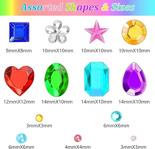 Miniatura 2 de 1782 calcomanías de gemas, gemas autoadhesivas para manualidades, diamantes de imitación brillantes para manualidades, formas surtidas, calcomanías