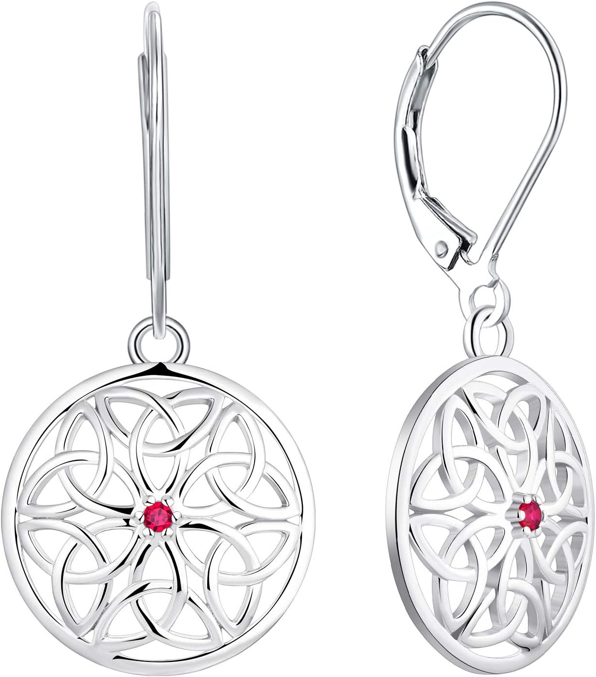 JO WISDOM Women Knot Earrings,925 Sterling Silver 3A Cubic Zirconia Irish Triquetra Celtic Knot Drop & Dangle Earrings with White Gold Plated