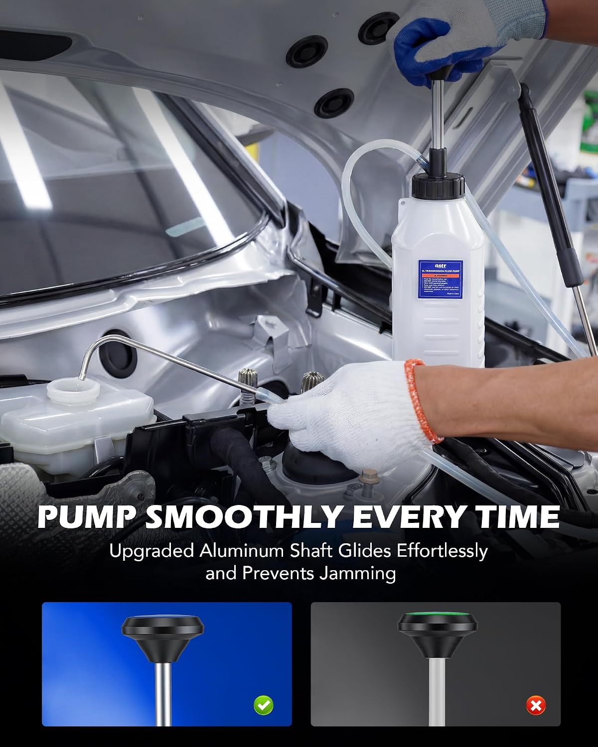 Orion Motor Tech Hand Fuel Pump, 1L Hand Fluid Transfer Pump for Engine, Transmission and Gear Oils, Multi-Purpose Oil Pump with 39 in Silicone Hose, Precision Fluid Dispensing