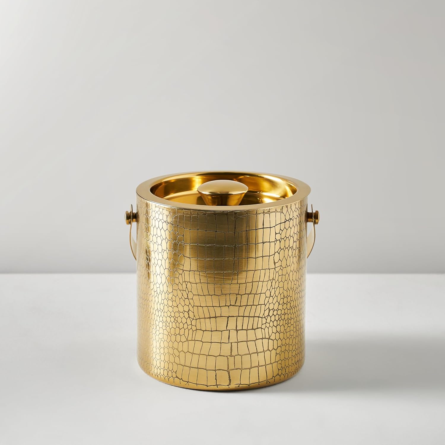 Z Gallerie Croc Embossed Ice Bucket,Gold