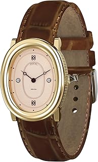 PASCAL Women's Oval Bubble Diamond Watch Leather Strap, Swiss Quartz Ladies Watches, Sapphire Crystal, Diamond Markers, Vintage-Inspired Dress Watch, 3ATM Waterproof (Gift for Her)