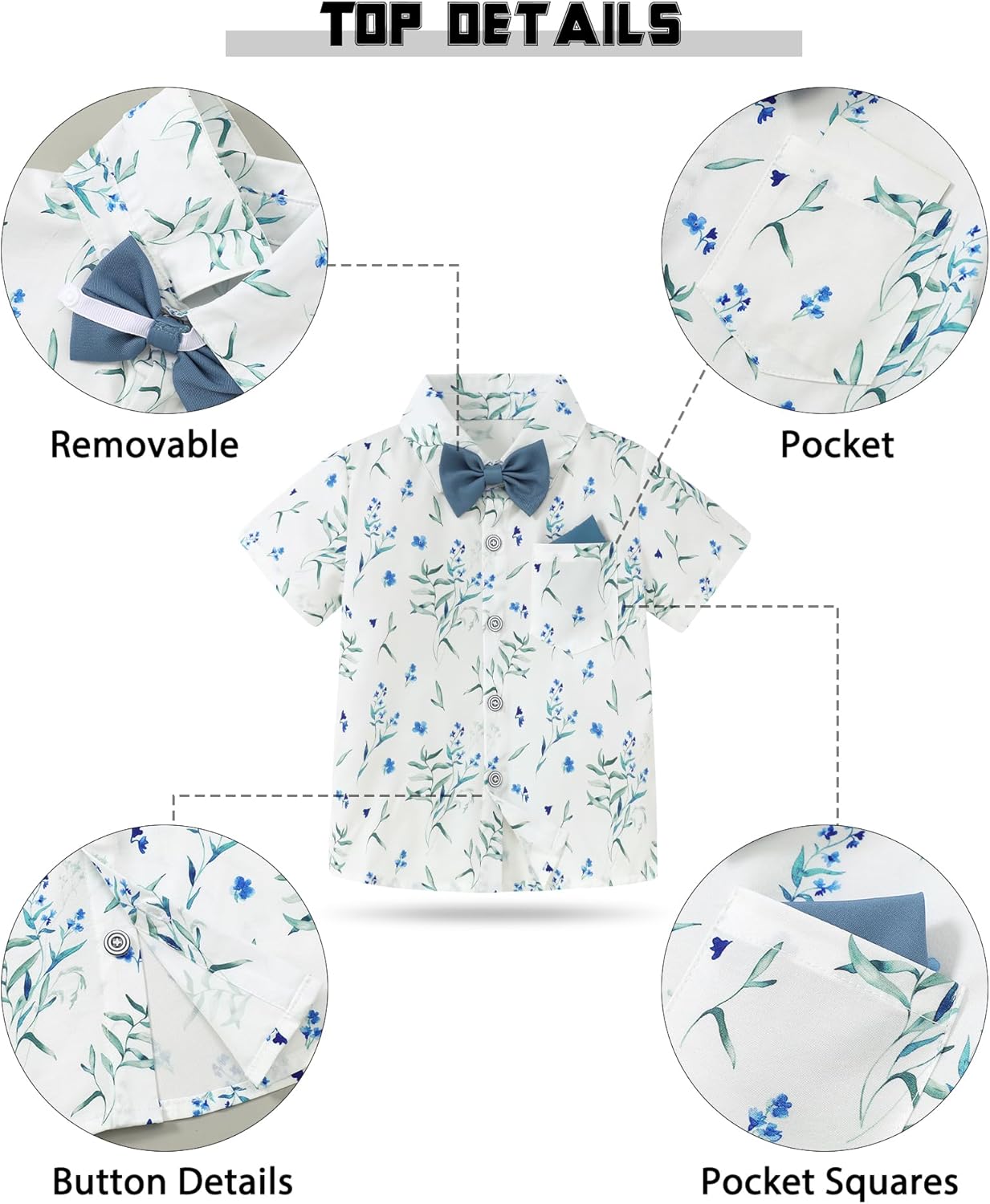 YUEMION Toddler Boy Clothes Suit Wedding Outfit Boys Dress Shirt+Bowtie+Suspender Pants, Kids Gentleman Formal Set 2-8 Years - Image 4