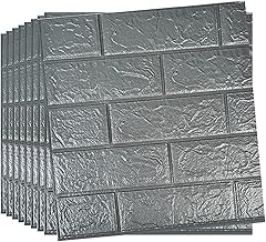 Snewvie 60pcs 3D Wall Panels 38×35cm Brick Wallpaper Self Adhesive DIY Wall Stickers Waterproof PE Foam Panel Wall Tiles for Bedroom Kitchen Living Room Bathroom Home Decor,Grey
