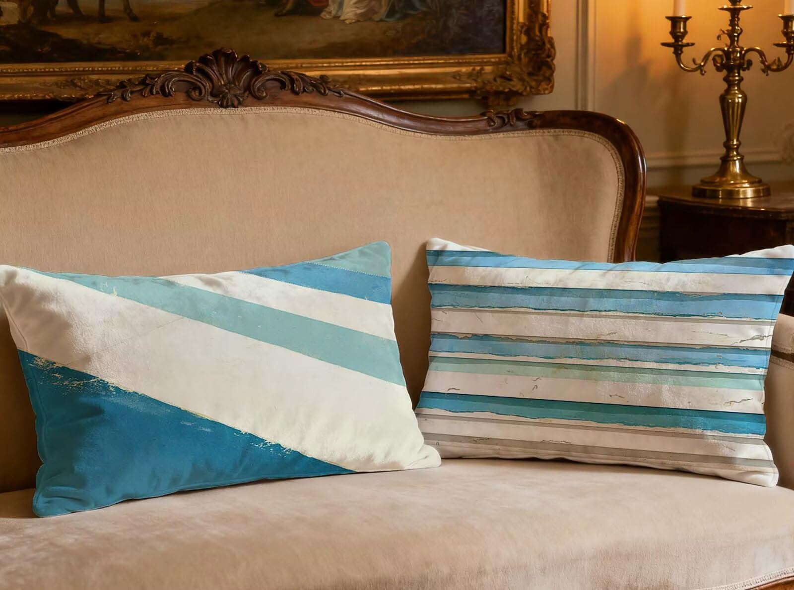 Housse de coussin turquoise velours 70x90cm pour redonner vie à un canapé fatigué
