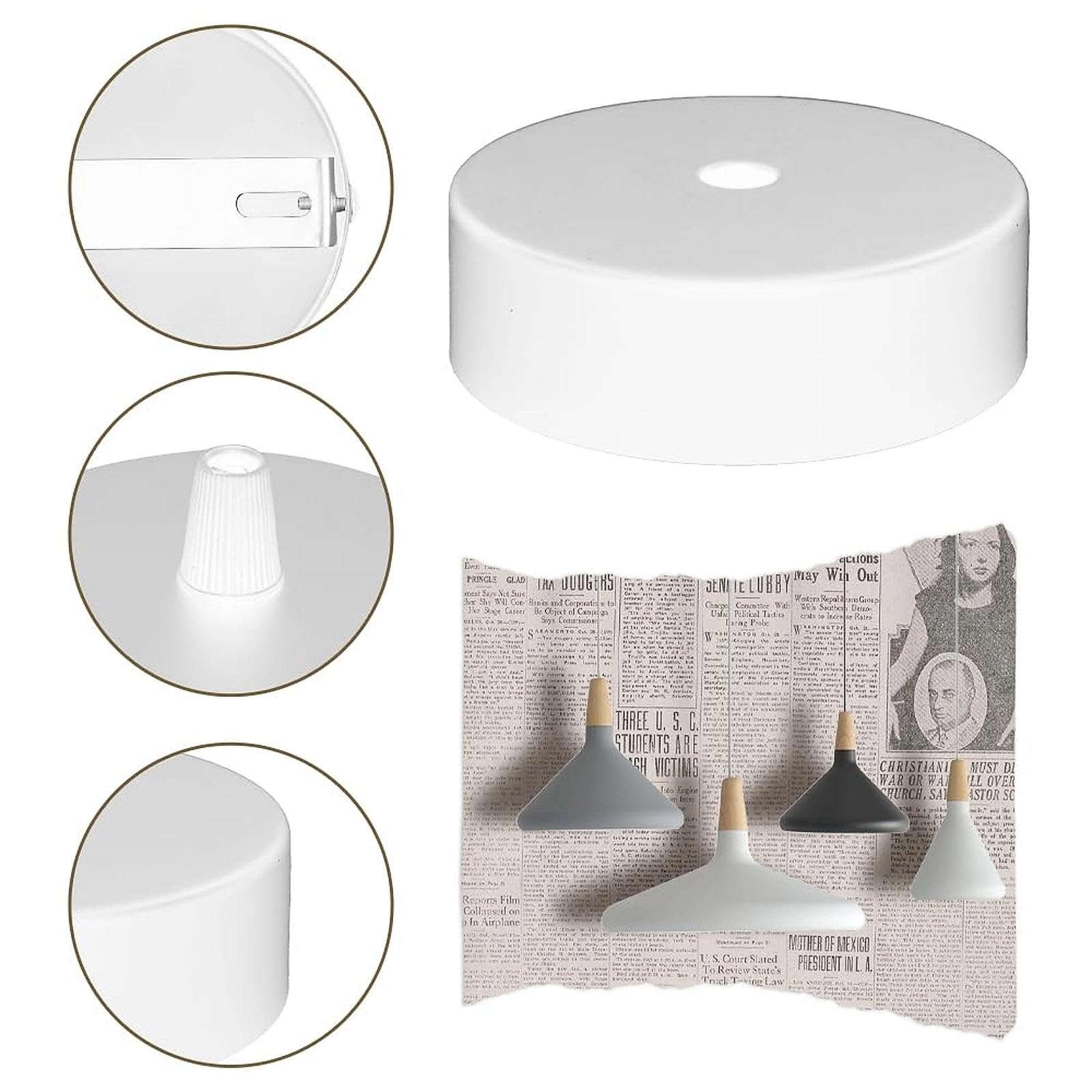 2 Piezas Rosetón Lampara Techo Blanco 80 x 25 mm Metálico Rosetón para Lampara de Techo Embellecedor de Lámparas Accesorios para Montaje de Lámparas Blanco