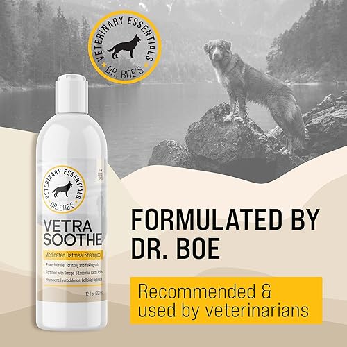 Miniatura 3 de Dr. Boe's Veterinary Essentials VetraSoothe - Champú de avena medicado, alivio potente para la picazón y la piel escamosa para perros y gatos, 16