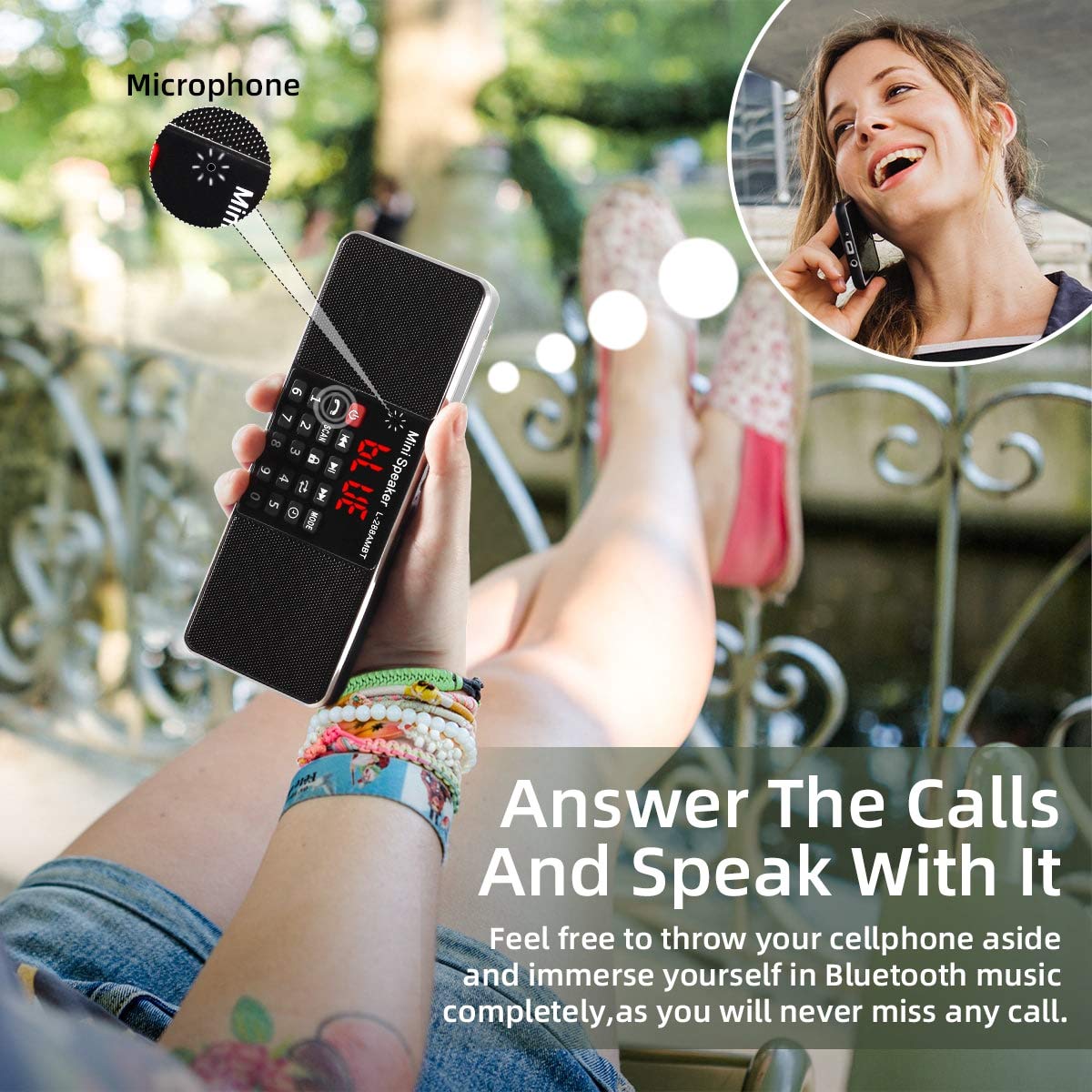 PRUNUS J-288 Radio Portatile Ricaricabile AM/FM,Radio Bluetooth con L'altoparlante Stereo, Radiolina Digitale con Serratura a Chiave e Funzione Sleeping Clock, MP3 Player, Supporto SD/USB/AUX