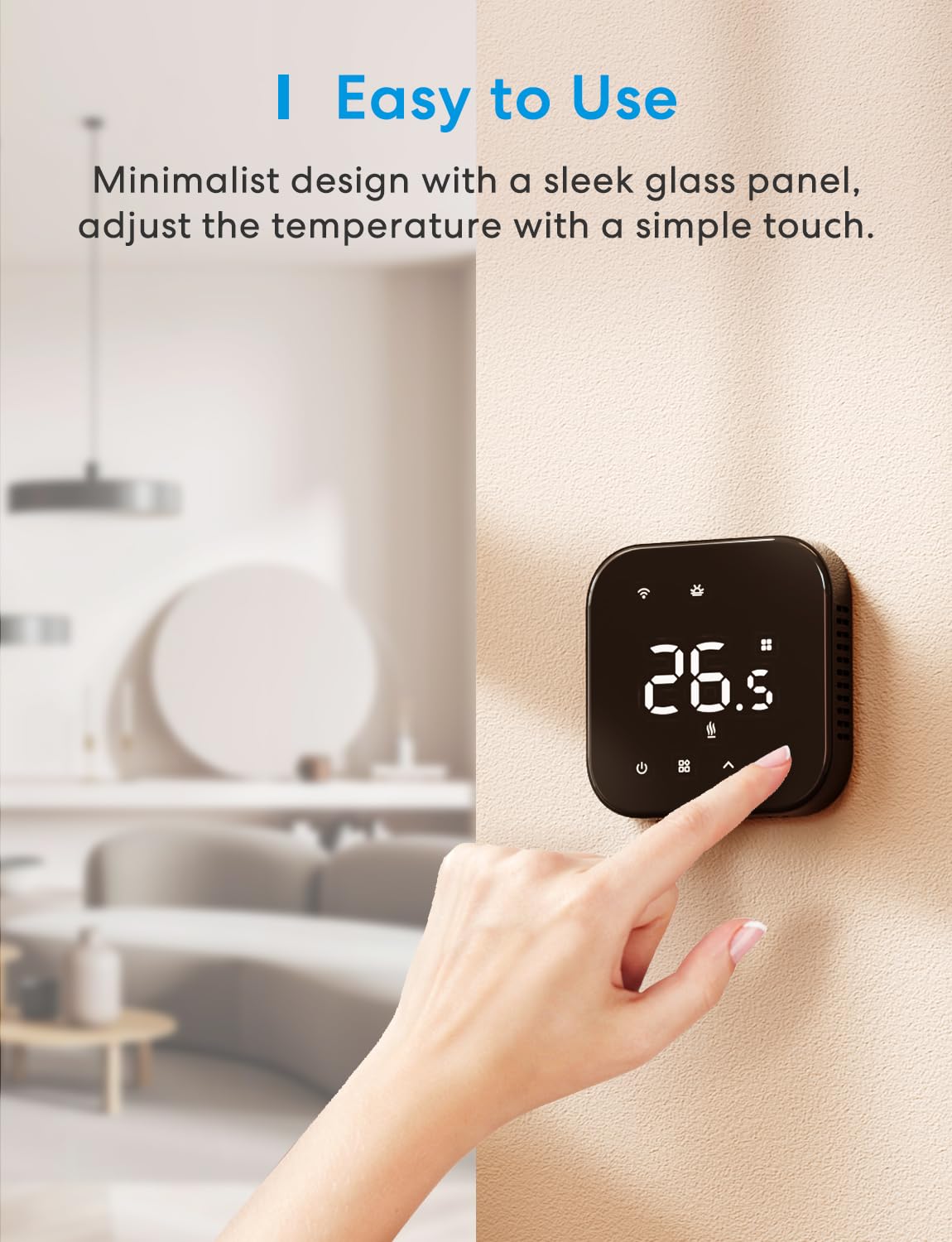 Meross Inteligentny termostat, matowy, cyfrowy termostat pokojowy, Wi-Fi, do ogrzewania podłogowego i bojlera, inteligentny termostat ścienny z Siri, Alexa i Google, czarny