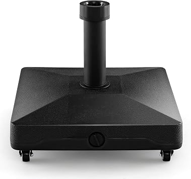 Giantex Umbrella Base with Wheels, 54 lbs Fillable Mobile Umbrella Base, Water or Sand Filled, Heavy Duty Weighted Market Table Umbrella Stand Holder for Patio Poolside Deck Garden Outdoor