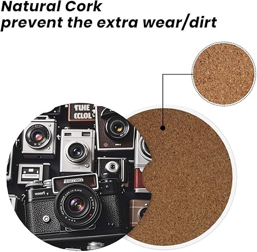 Miniatura 5 de Paquete de 2 posavasos de automóvil absorbentes de cerámica para portavasos de automóvil, tapete antideslizante universal con muesca de dedo,