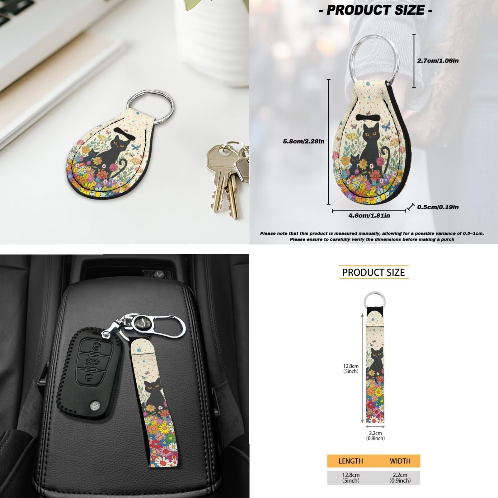 Set completo di coprisedili per auto, 18 pezzi, con stampa di margherite e gatti, include coprisedili per auto, poggiatesta, coprivolante, cintura di sicurezza, cuscinetto per console
