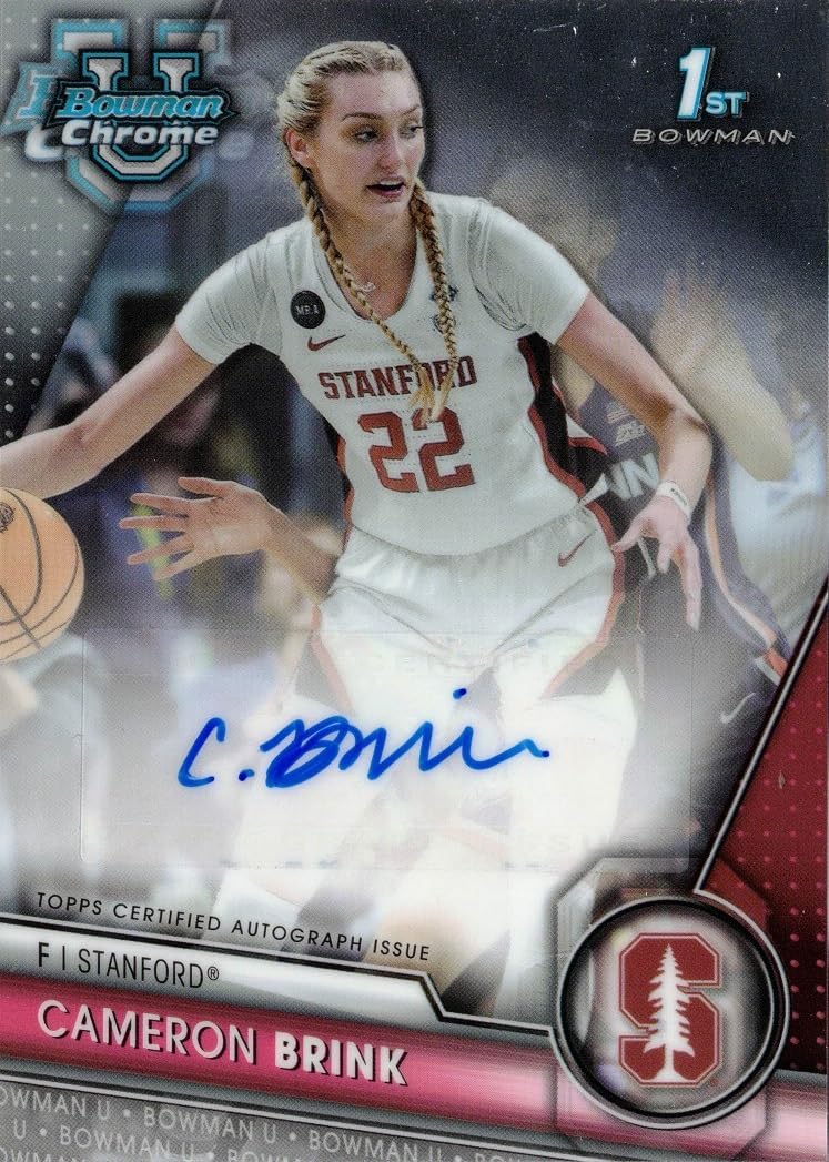 2023-24 Bowman University Chrome Basketball #BCPA-CBR Cameron Brink Certified Autograph Pre-Rookie Card Stanford