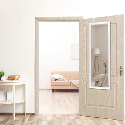 Miniatura 2 de MAYEERTY Espejo de longitud completa de 47 x 16 pulgadas, espejo de puerta colgante con 2 ganchos de metal, marco de poliestireno, espejo de pared