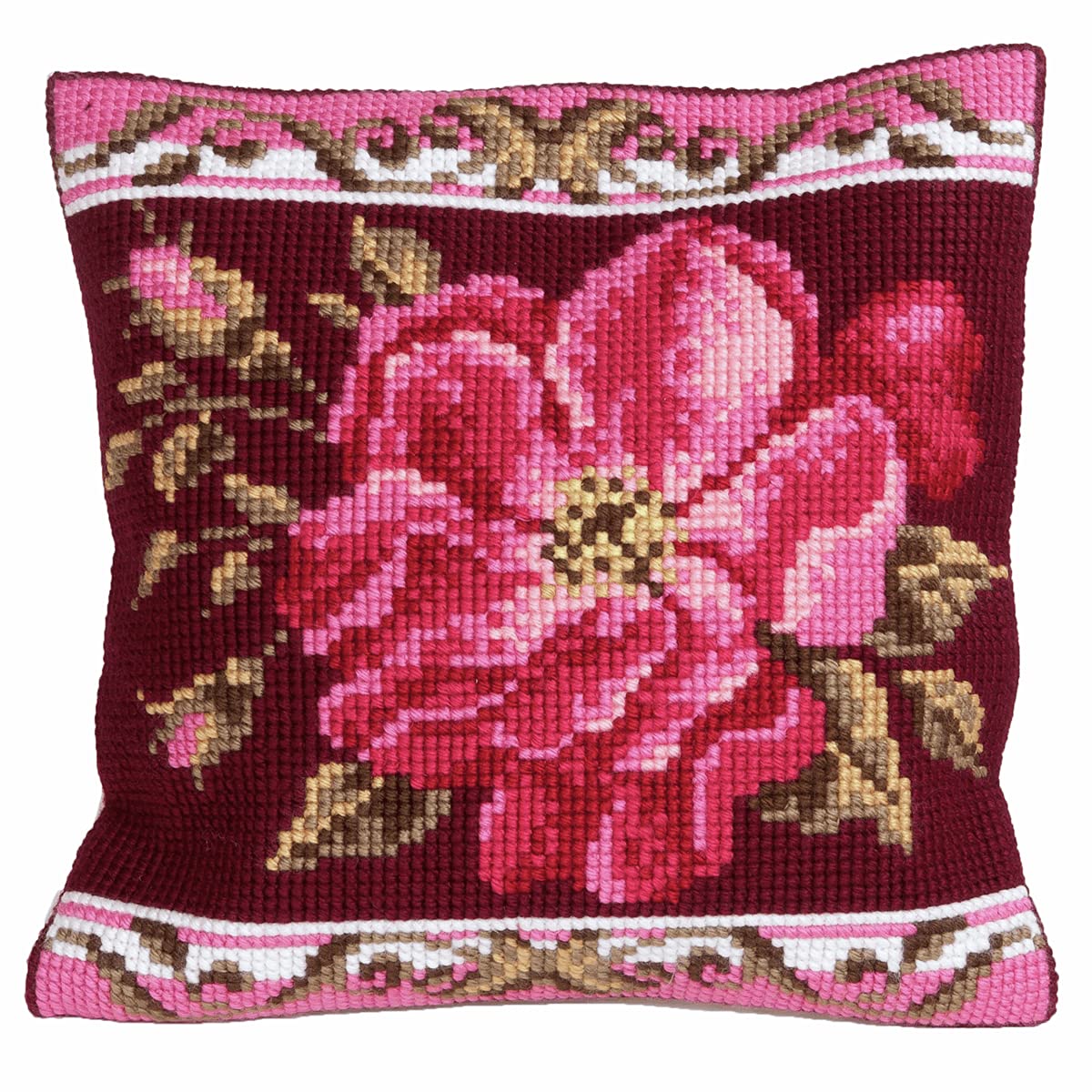 Kit Point de Croix Romantic Rose Collection d'art CD5178 Coussin Coton Multicolore 40x40 cm