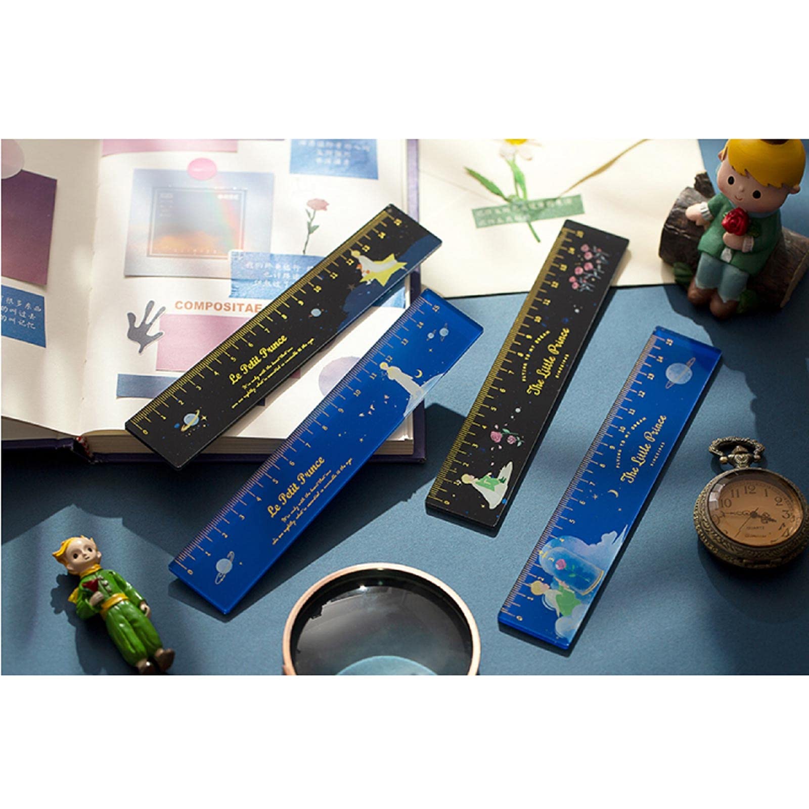 caihuashopping 4 stück Rose Planeten Acryl Lineal Hand Konto Maßnahme Mathematik Herrscher Kinder Herrscher für Schule