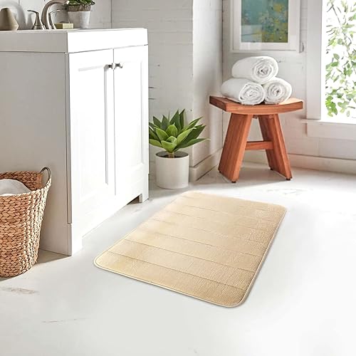 Miniatura 9 de BSAOUTZ Juego de 3 alfombras de baño de espuma viscoelástica, absorbentes, antideslizantes, de secado rápido, lavables a máquina, alfombras de