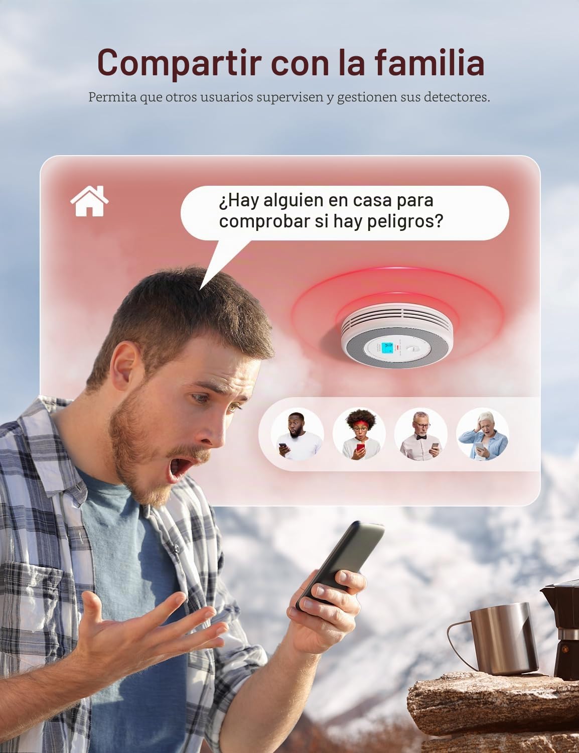 X-Sense Alarma con Aviso de Voz (Solo en Alemán), Detector de Humo y Monóxido de Carbono WIFI con Aplicación, 1 Unidad