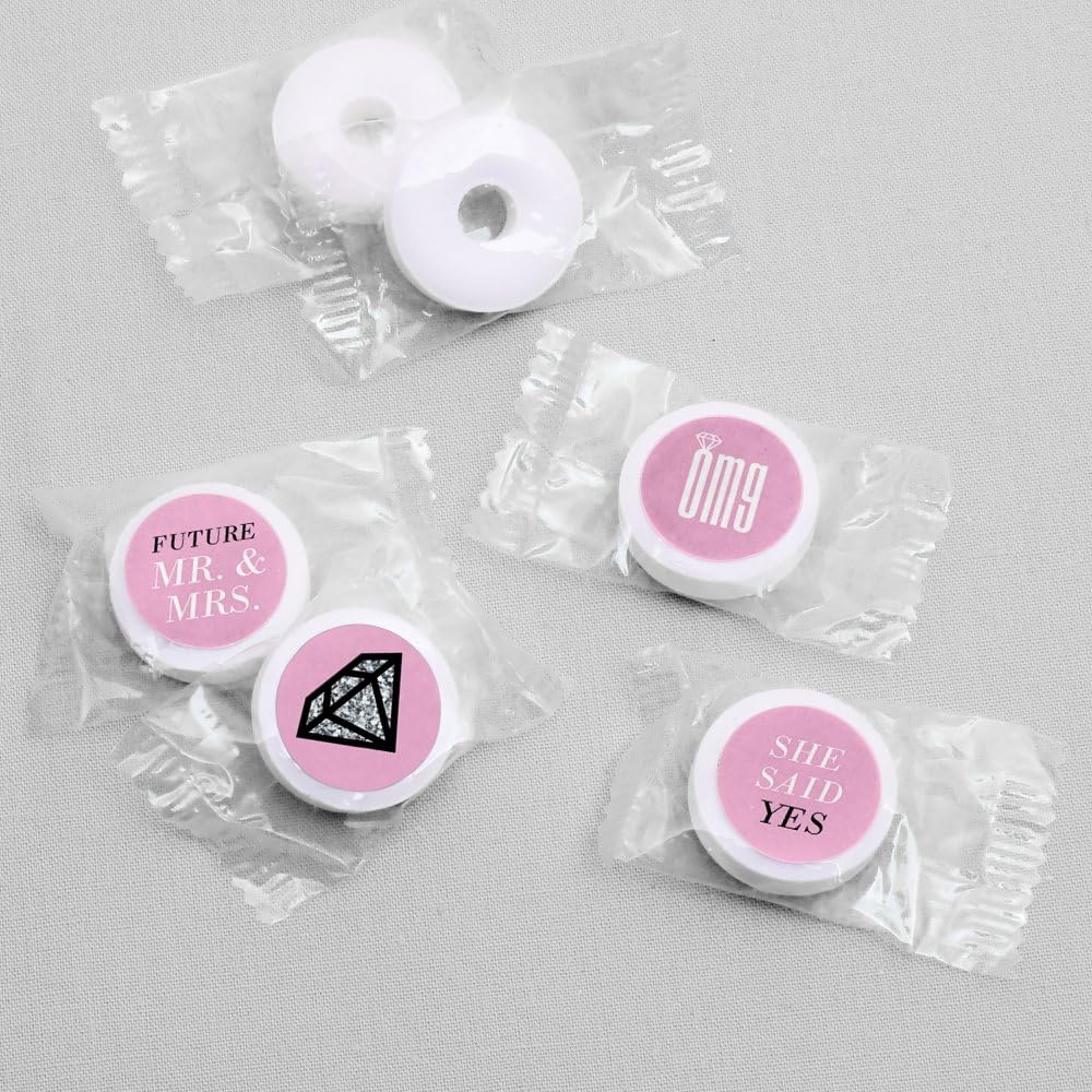 Big Dot of Happiness OMG, You're Getting Married - Engagement Party Round Candy Sticker Favors - Labels Fit Chocolate Candy (1 Sheet of 108)
