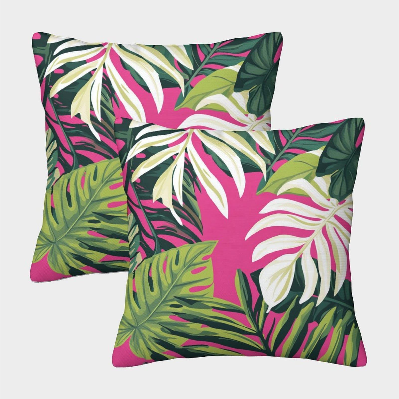kaiyun 2 Pack White And Beige Tropical Leaves,Palm Leaves 3D Cushion Cover Pillow Cover Sofa Outdoor Decoration Square 40x40cm