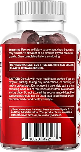 Miniatura 9 de Paquete de 2 gomitas de cromo sin azúcar con canela de ceilán, 2000 mg por porción, sin OMG, sin gluten, 60 gomitas veganas