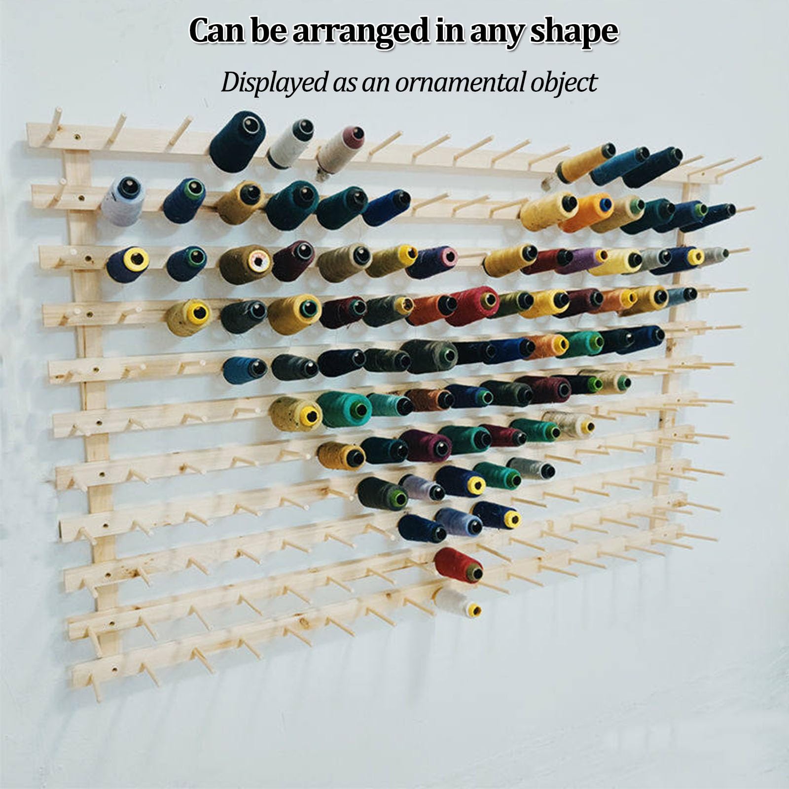 Garnhalter aus Holz – Organizer für Näh- und Stickgarn | Wandmontage-Design – leicht erreichbar beim Nähen und Flechten(50*55cm)
