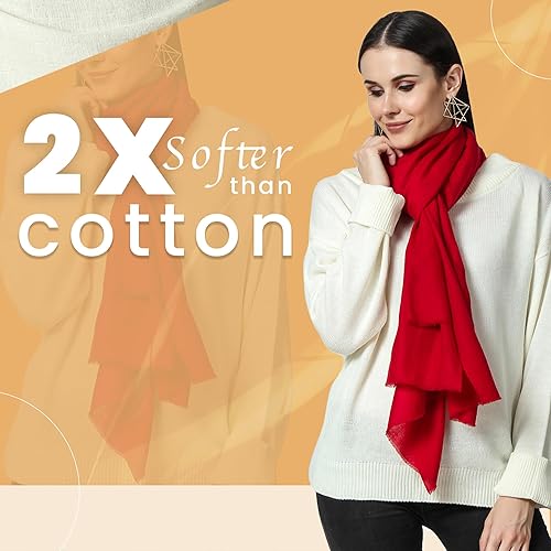 Miniatura 4 de PASHWRAP Bufanda de cachemira tejida a mano en Cachemira - Lujosa bufanda grande de cachemira para mujer ligera