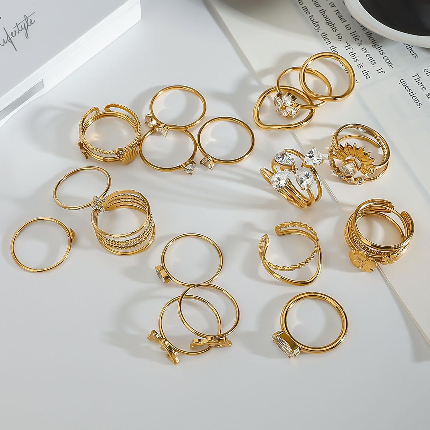 Amazon | [CHIUK] 3pcs/setエレガント18kゴールドカラー調整可能