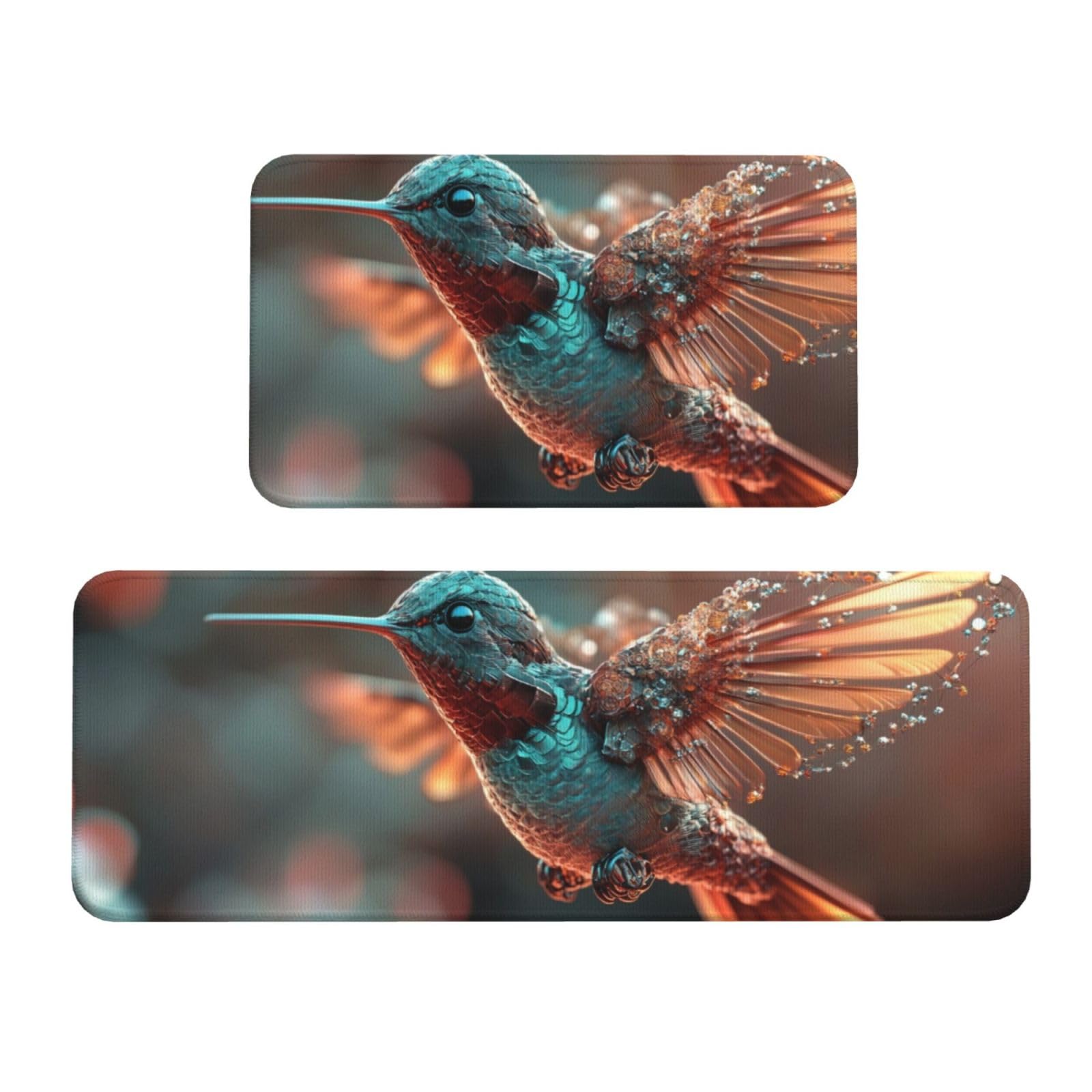 Tapetes para cocina Jewel acolchados y lavables con diseño de colibrí antideslizante