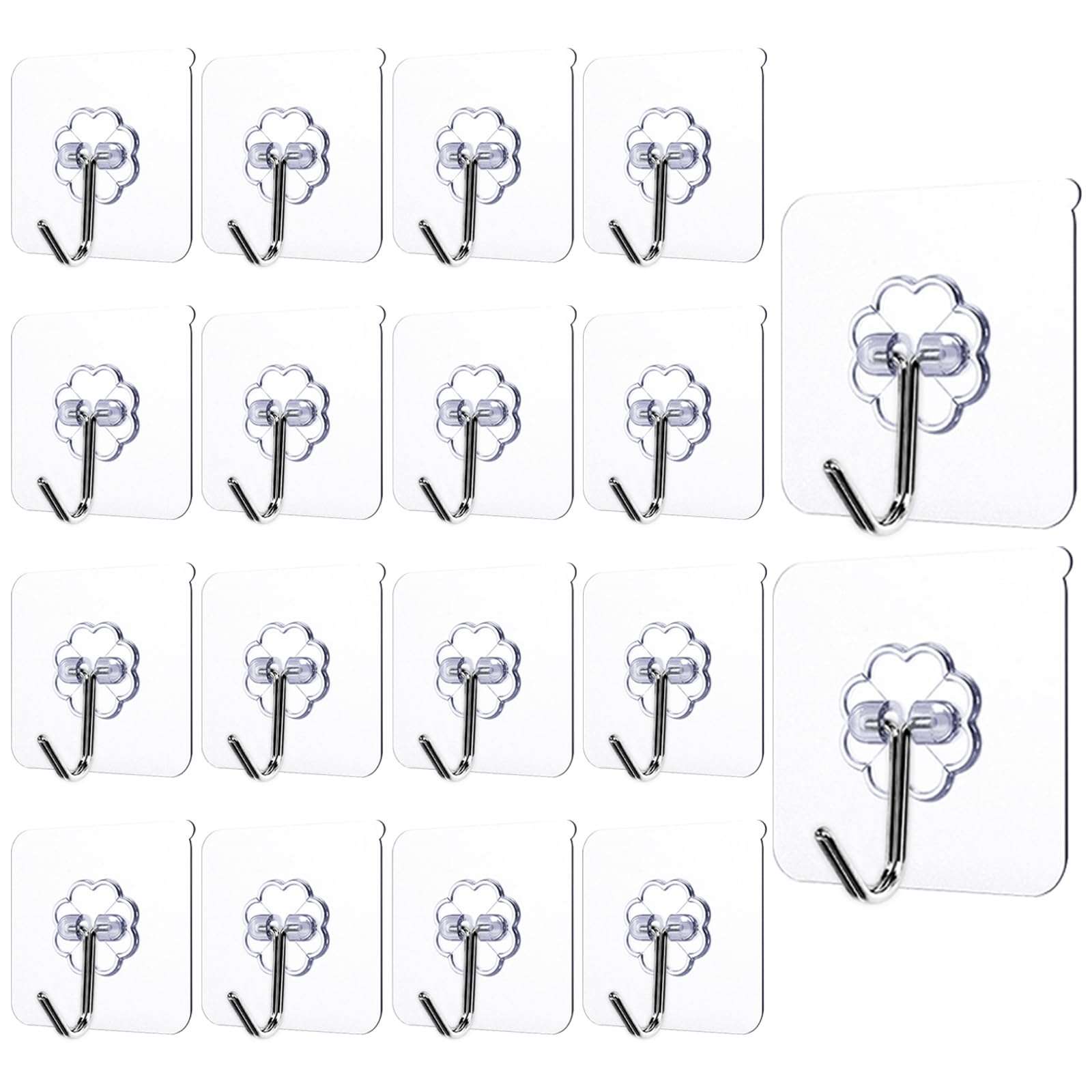 Crpzszshtp 18 Pack Wall Hooks for Hanging 22lb(Max) Heavy Duty Self Adhesive Hooks Transparent Waterproof Sticky Hook for Keys Bathroom Shower Outdoor Kitchen Door Home Improvement
