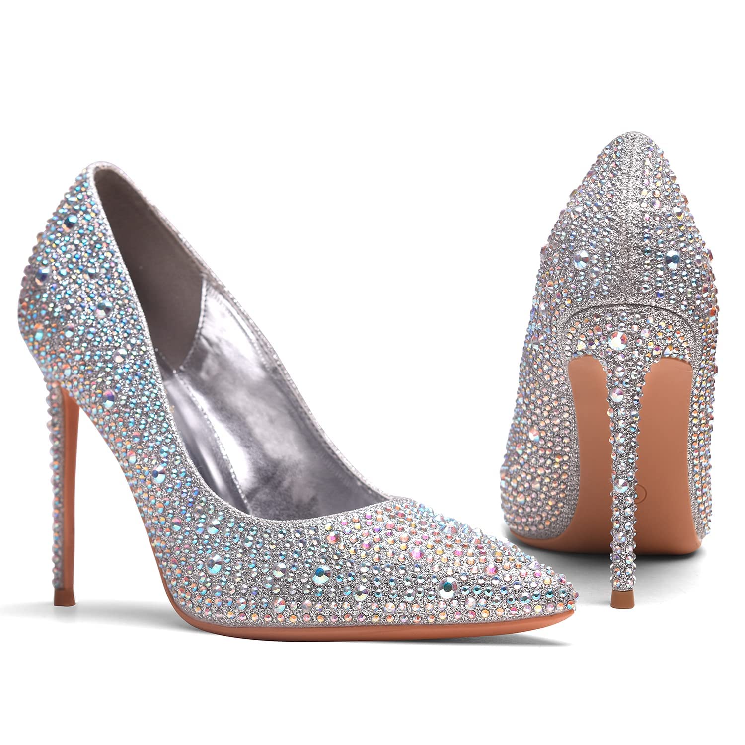 GENSHUO Scarpe Decolte Donna con Tacco a Spillo da 10 cm,Sexy Alto Tacco a Punta per Feste,Balli di Fine Anno,Matrimonio con Tacco a Spillo
