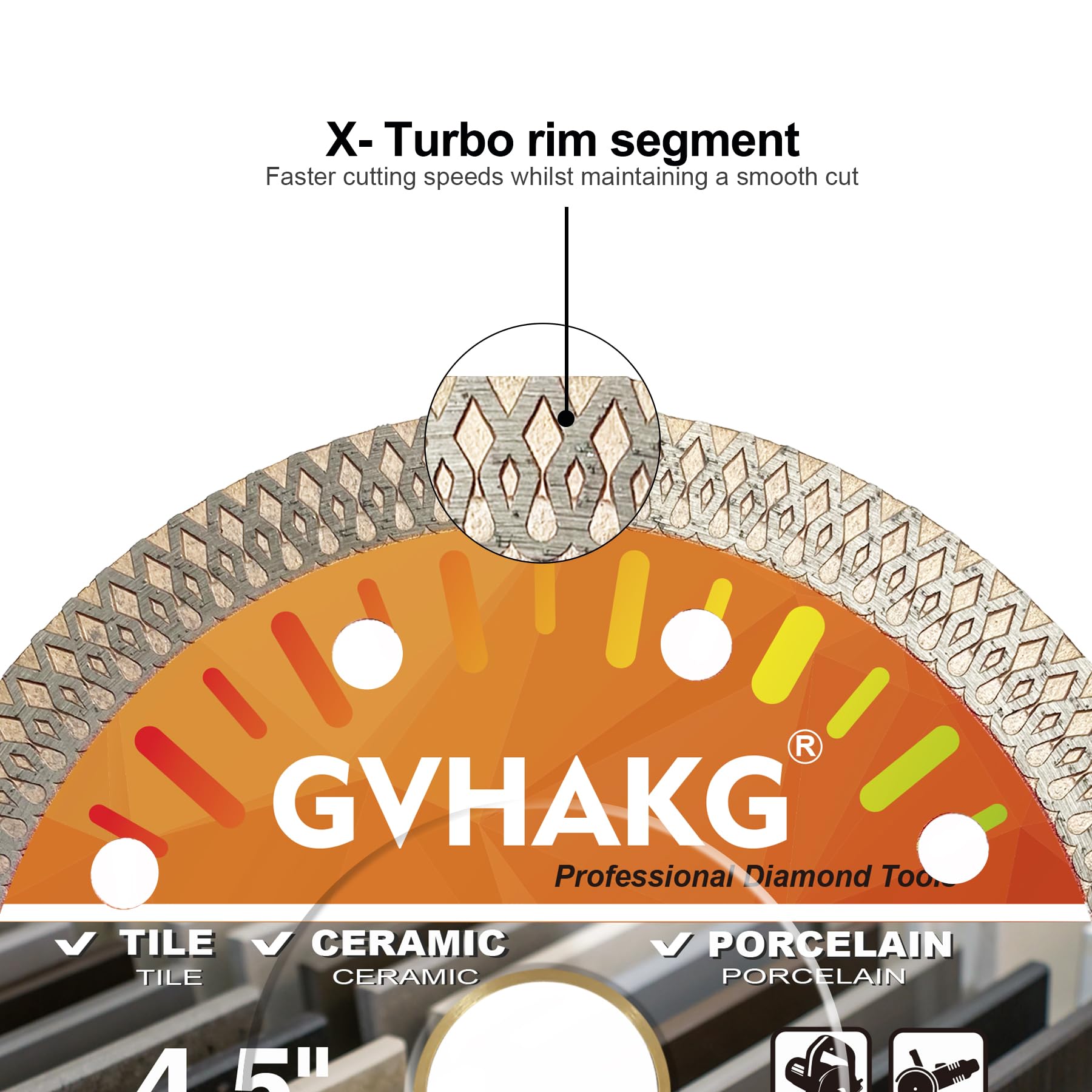 GVHAKG 3 Pack 115mm Diamond Cutting Discs, Super Thin Diamond Blade for Cutting Porcelain Tiles Ceramics Granite Marble (115x22.23mm) - Image 3