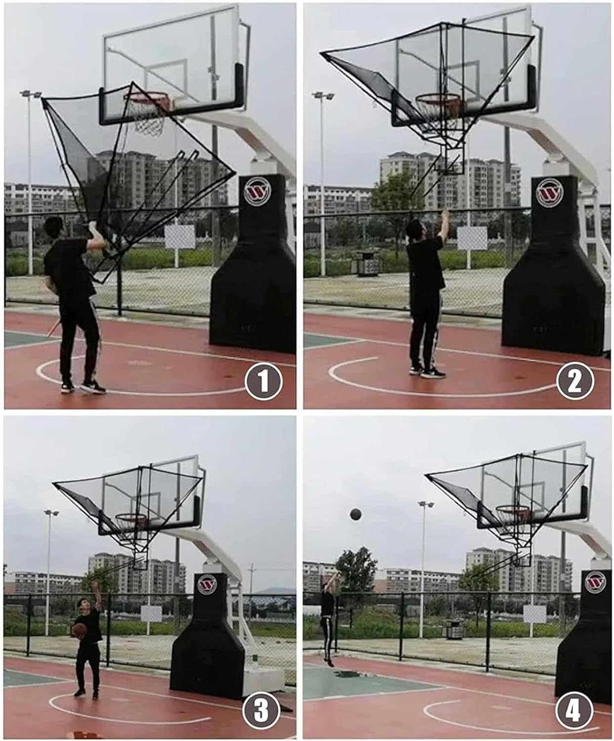 Basketball Hoop Returner Return Attachment Funnel-Shaped Rebounder Net Metal Shot Hanging Easy Fold Shooting Device f