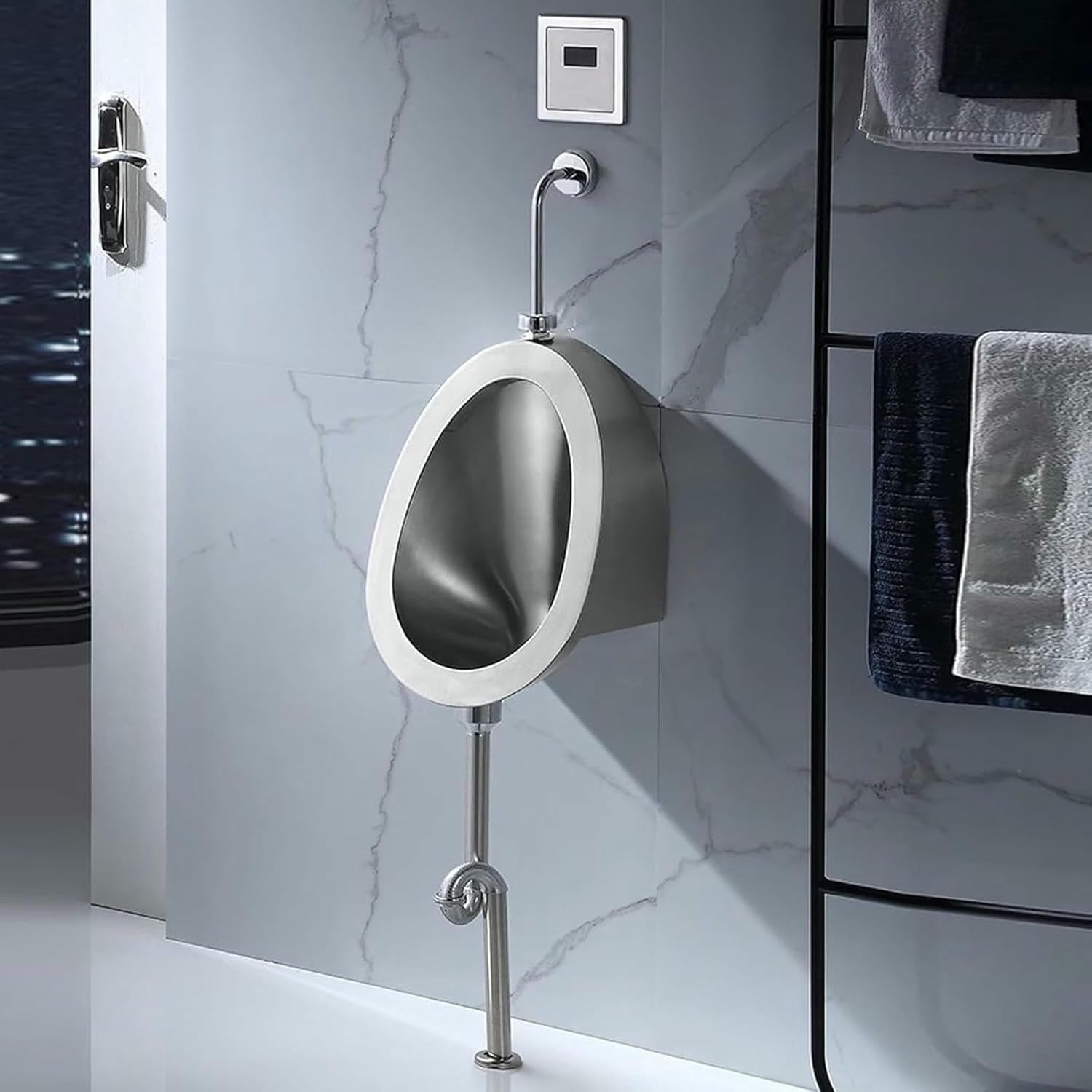Wall Mounted Sensor Urinal, Household/Commercial Men’s Adult Urinal Bathroom Toilet, Intelligent Sensor Flush Public Toilet Male Urinal for Bathrooms, Hotels