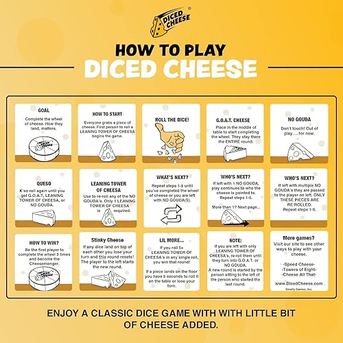Miniatura 4 de Diced Cheese Juego - Juegos de fiesta fáciles para la familia - Juegos de dados para adultos, adolescentes y niños - 1-6 jugadores, 1 paquete