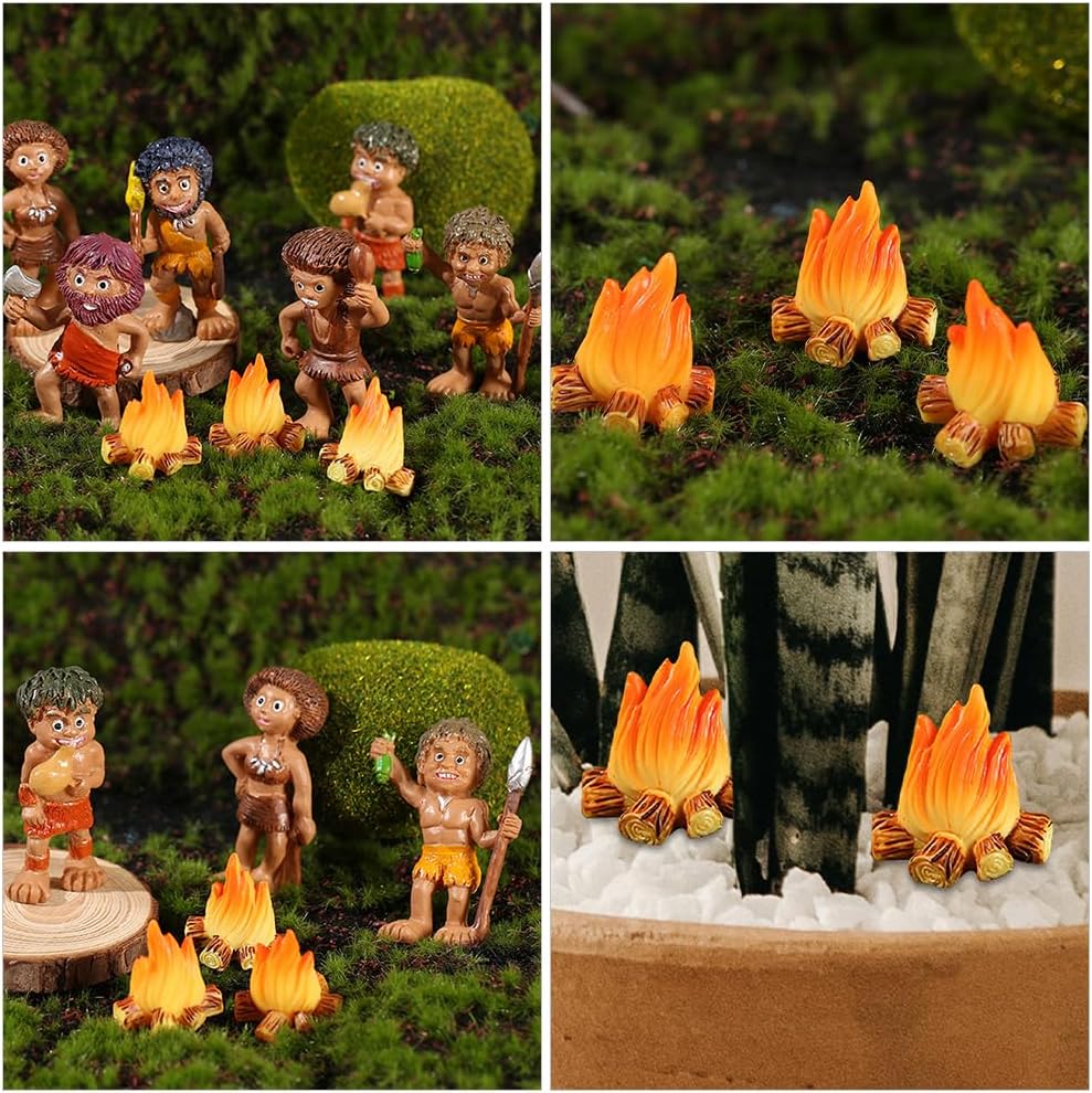 Luxshiny 24Pcs Miniature Campfire Fire Ornament Decor Model Fire Model Handicraft Fake Fire Pretend Resin Bonfire Model Miniature Decoration