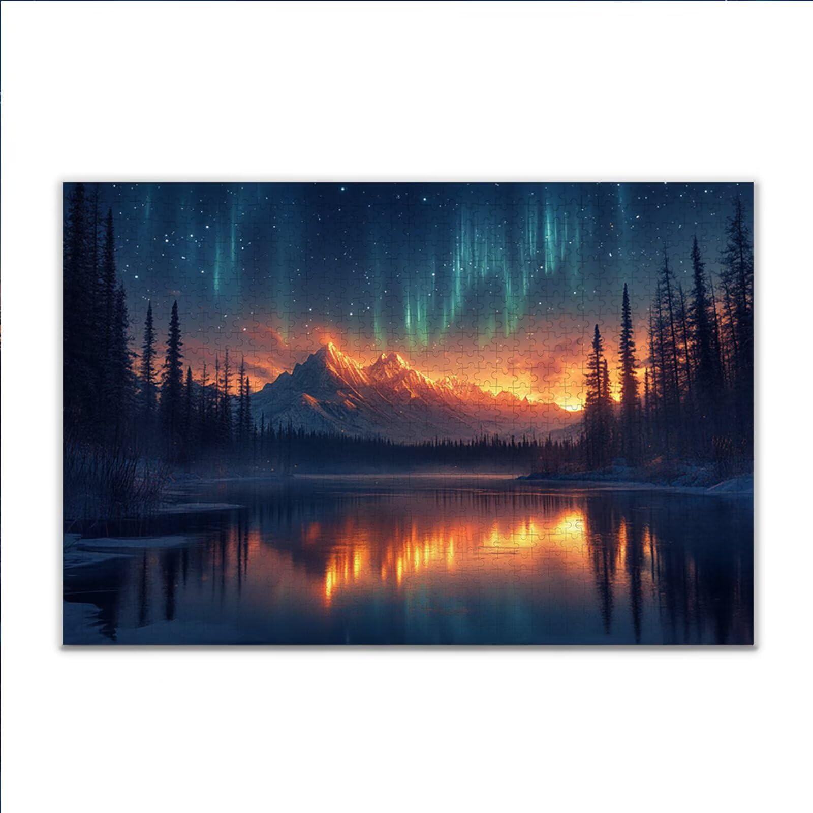 Puzzle 4000 Piezas Adultos Puzzle Auroras boreales Montaña Rompecabezas Adultos XXL 140 x 87cm, Impossible Rompecabezas, Jigsaw Arte Juego Educa Familiar Aliviar El Estrés, Regalos de Pascua W-7