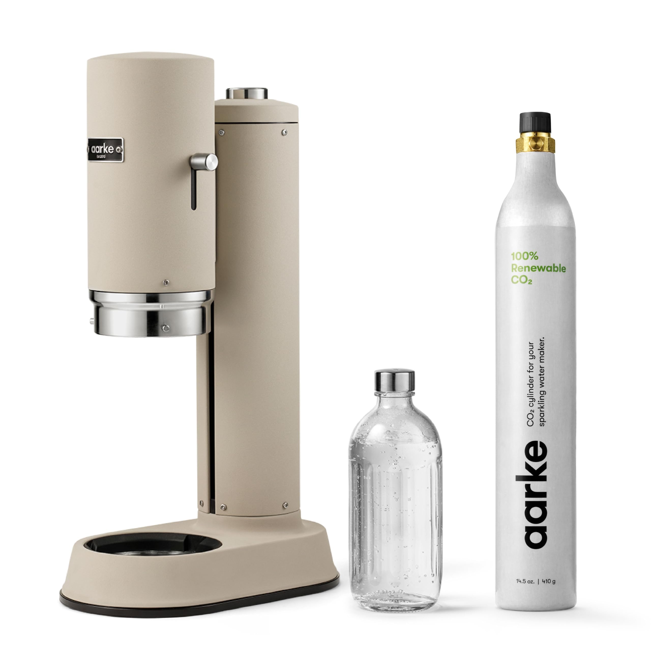 Aarke Carbonator Pro - Sparkling Water Maker &amp; CO2 Cylinder, Sand