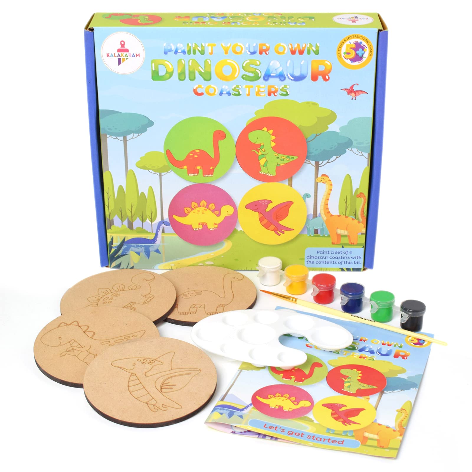 Kalakaram Paint Your Own Dinosaur Coaster DIY Kit for Kids, Fun & Educational Paint Activity for Kids, Hobby and Craft Kit, for Age 5 Years and Above, DIY Kits for Kids, Pre-School Painting Kit,MDF Coasters, (B0B2LQNZK3) Amazon Price History, Amazon Price Tracker