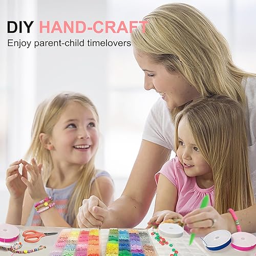Vista 73 de Redtwo Kit de 23000 cuentas de arcilla para hacer pulseras de la amistad, 7 cajas de 144 colores, juego de cuentas Heishi de polímero plano
