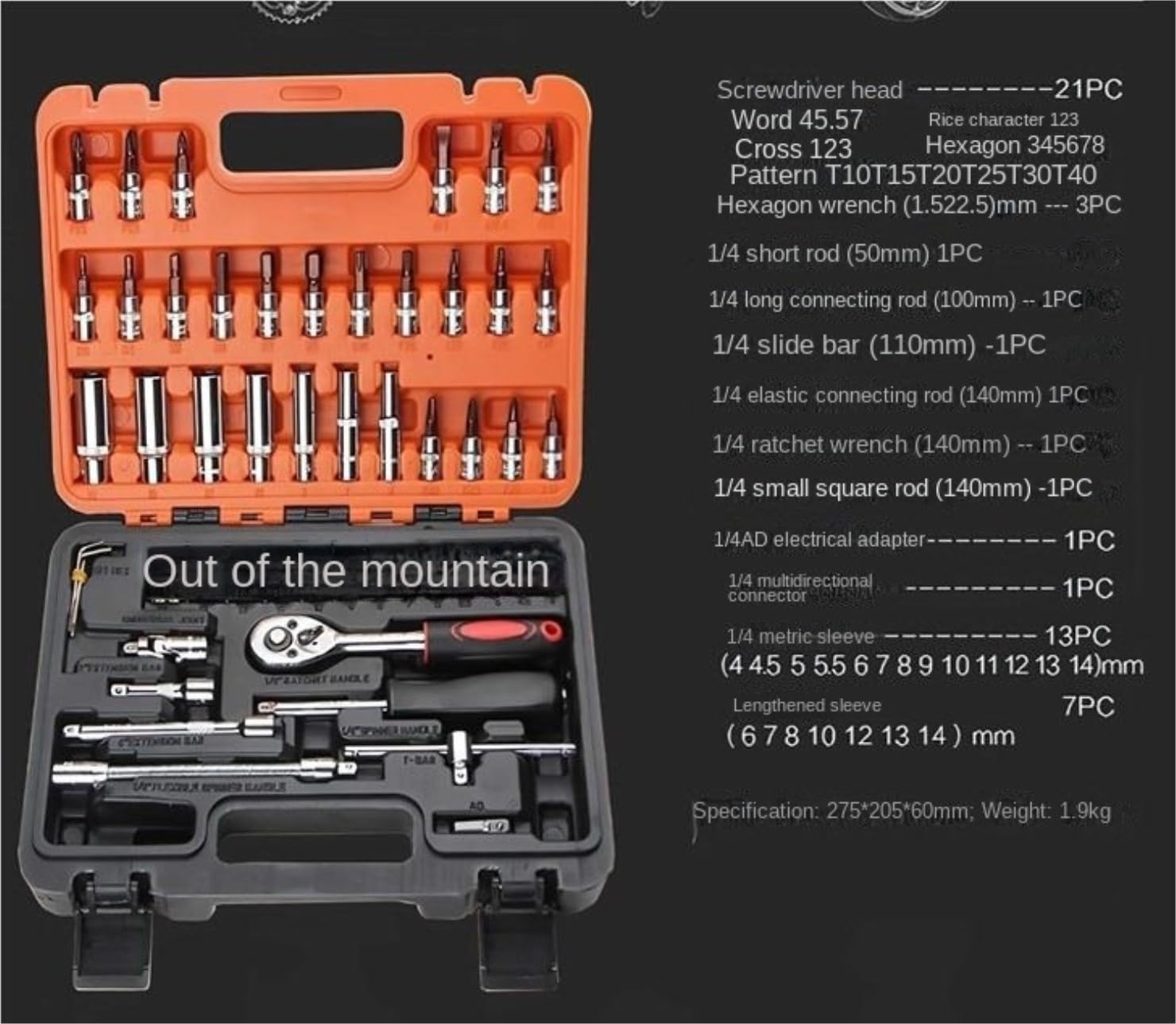 Caja Herramientas 53 Uds. Juego De Llaves De Tubo De Trinquete, Caja De Herramientas De Reparación De Herramientas De Coche, Herramientas Manuales Multifuncionales Caja De Herramientas Completa