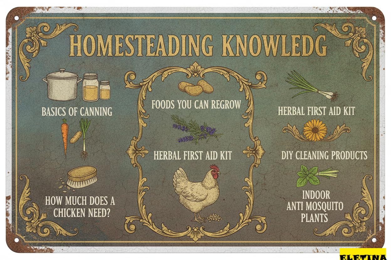 Personalized Sign for Man Cave Kitchen Homesteading Knowledge Poster Homestead Knowledge Metal Homesteading Knowledge Tin Healing Poster S Gifts Homesteaders 8x12 Inches Private Property Decorative