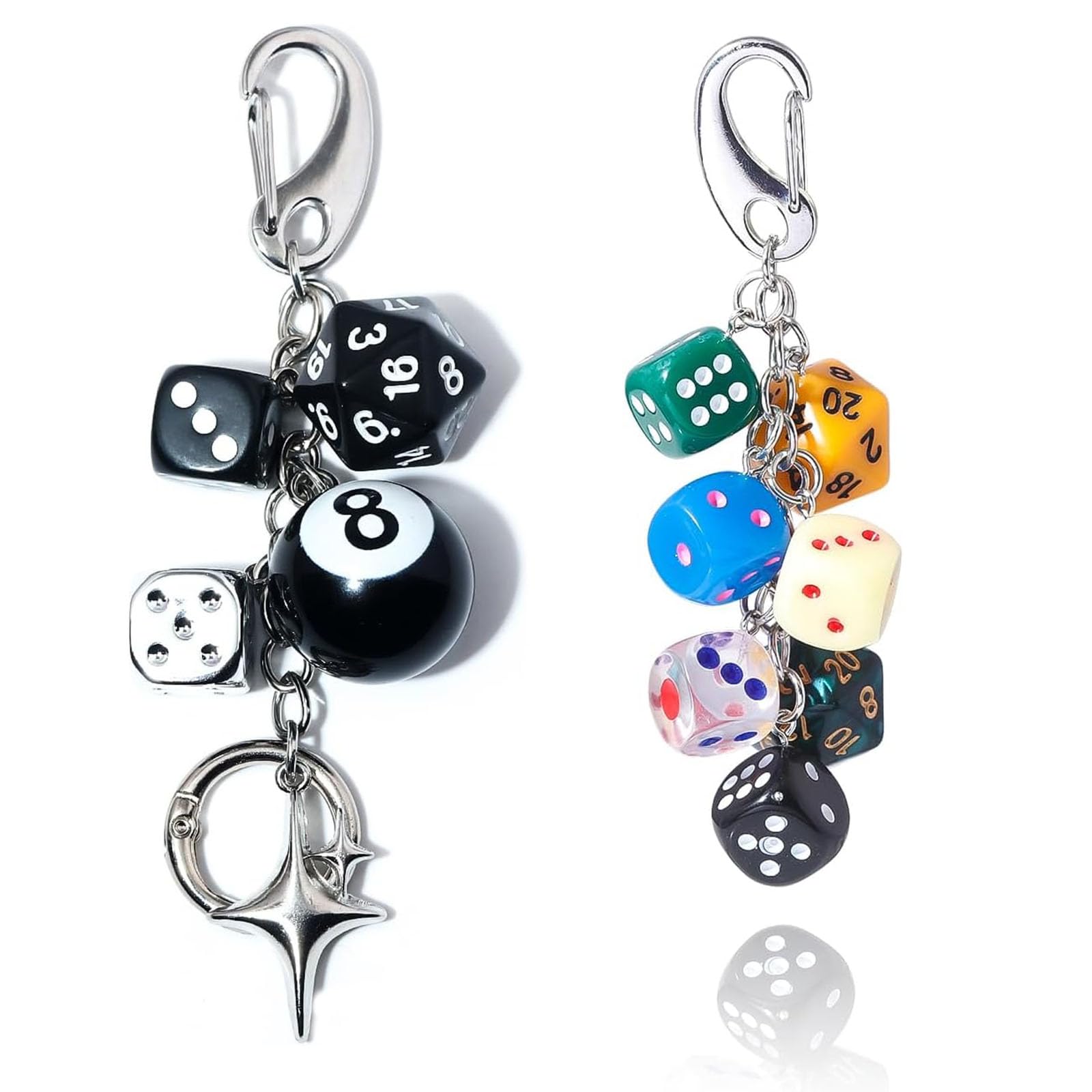 2 Piece Keychain Set, Aesthetic Dice Key Holder for Gaming Fans, Y2K Style Billiard Ball Keyring, Personalised Bag Car Accessory-picture-25