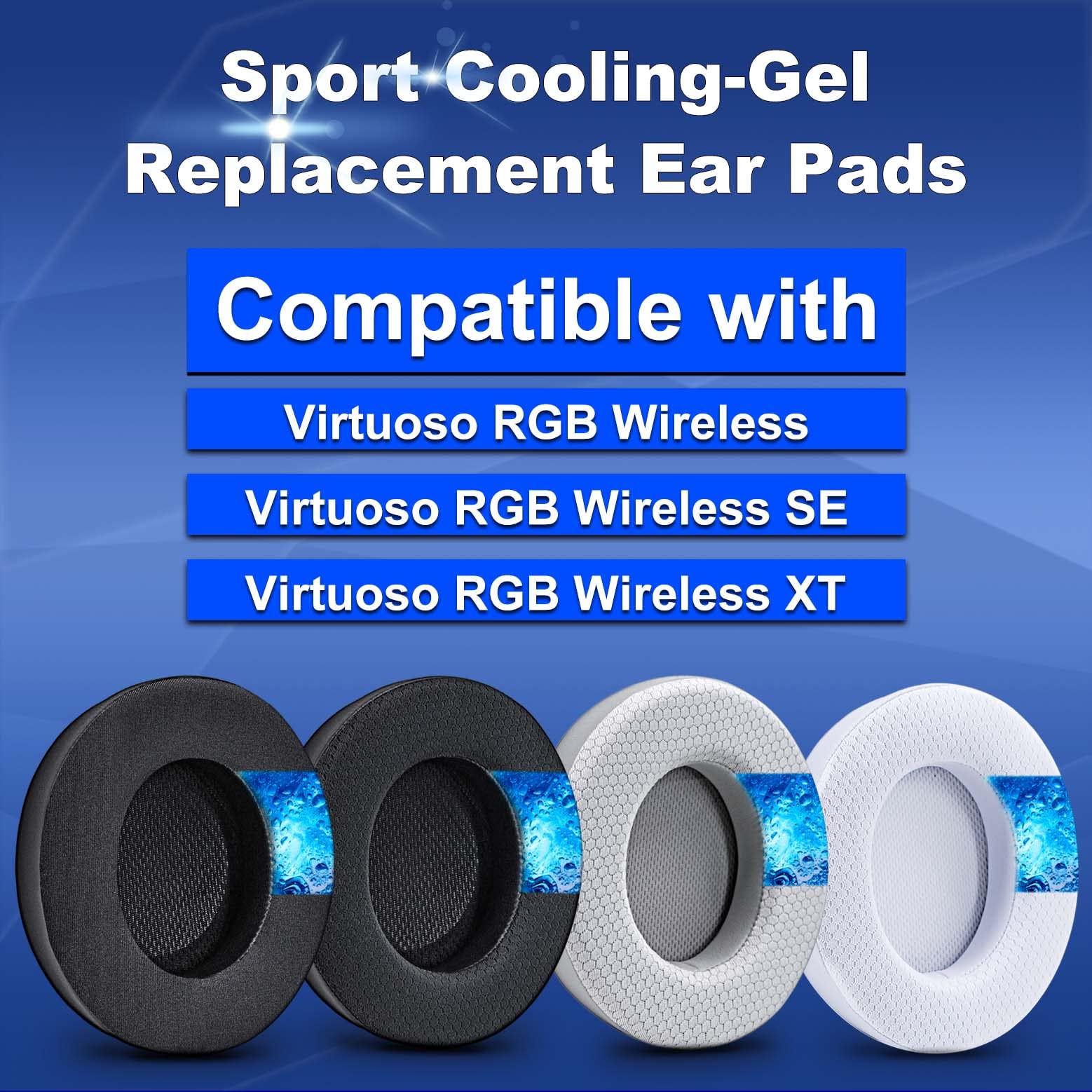 Virtuoso XT Kühlgel-Ohrpolster für Virtuoso RGB Wireless, SE & XT Headsets – vergrößertes Innenloch (weiß)
