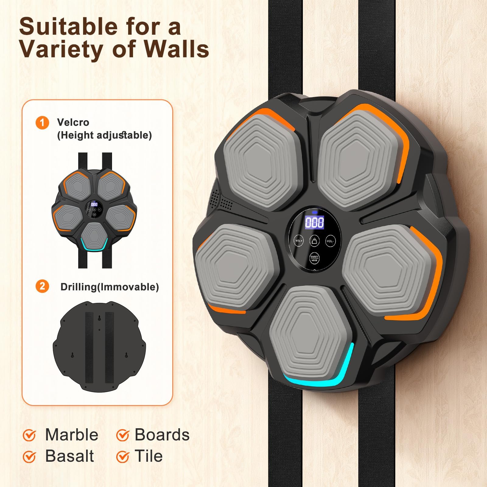 Máquina de Boxeo con Música para Niños – Máquina de Boxeo Electrónica con Música, Luces LED, 2 Pares de Guantes de Boxeo, 8 Velocidades y Función de Contador, Máquina de Boxeo Musical de Montaje en