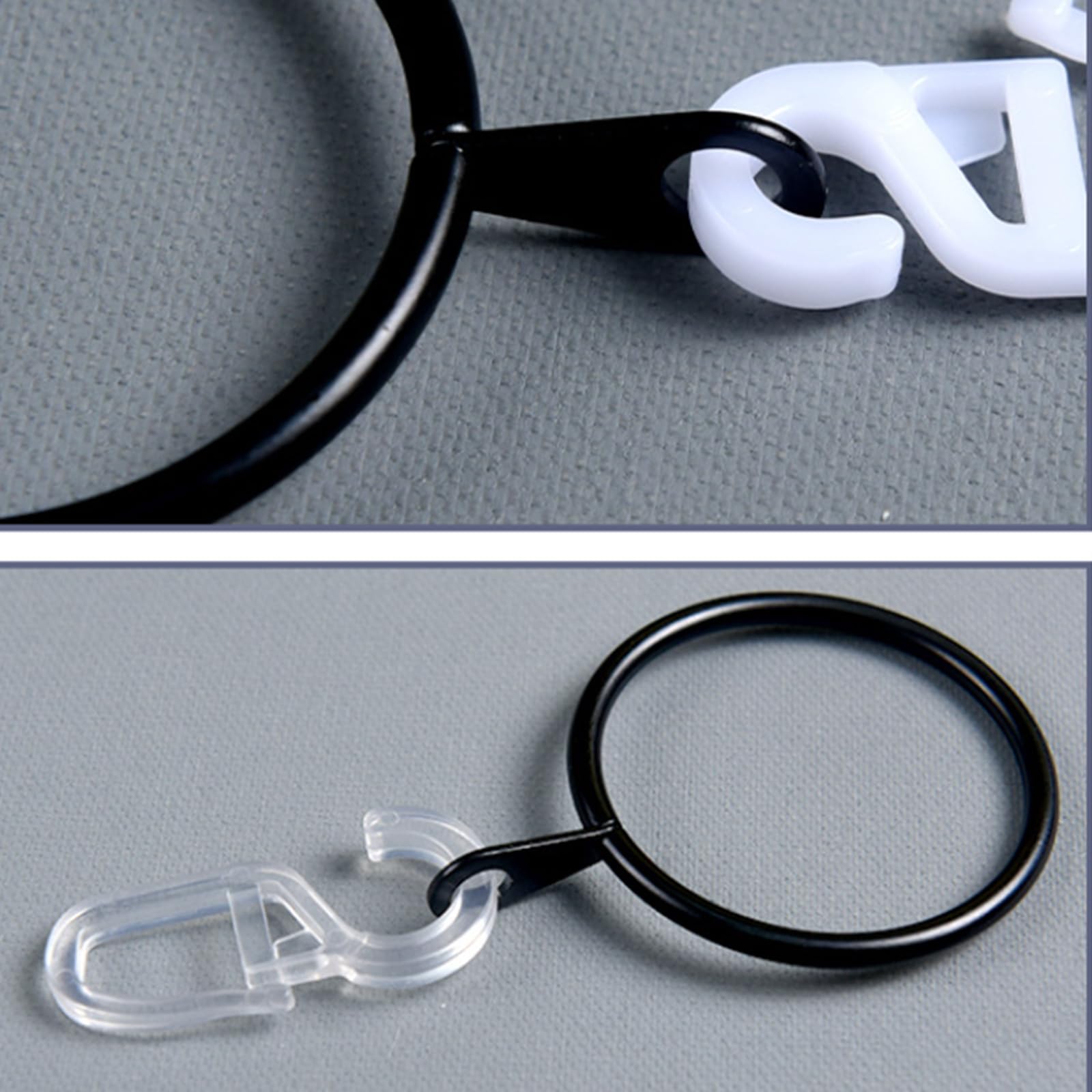 Lot de 100 anneaux de rideau avec clips de 30 mm – Crochets robustes pour draperie, rideaux de douche et tringles – Parfait pour la décoration de la maison et l'installation facile