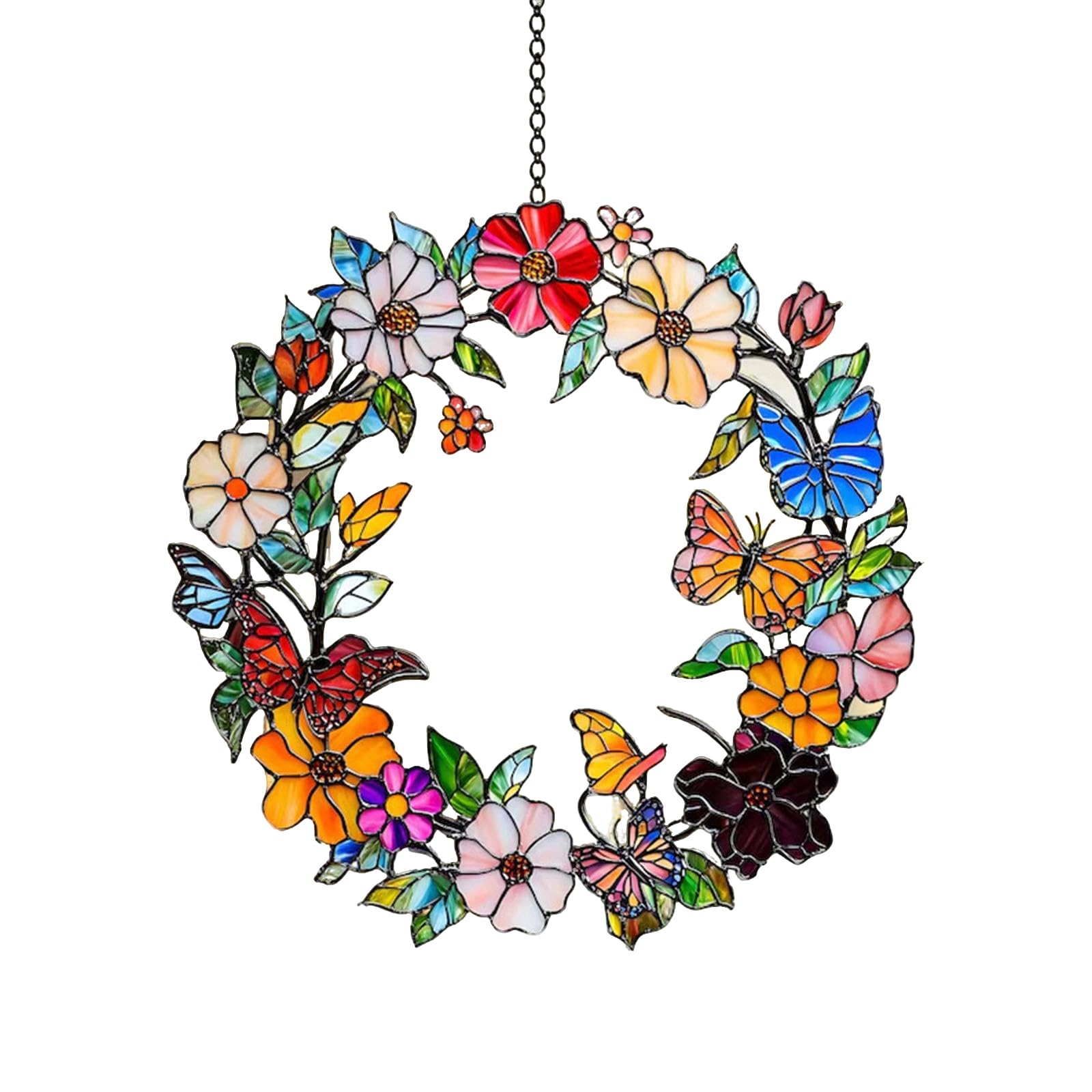 Birds Sunflowers Suncatchers Decors for Window Hanging, Artificial Green Plant Decors Women, Mom Acrylic Window Hanging