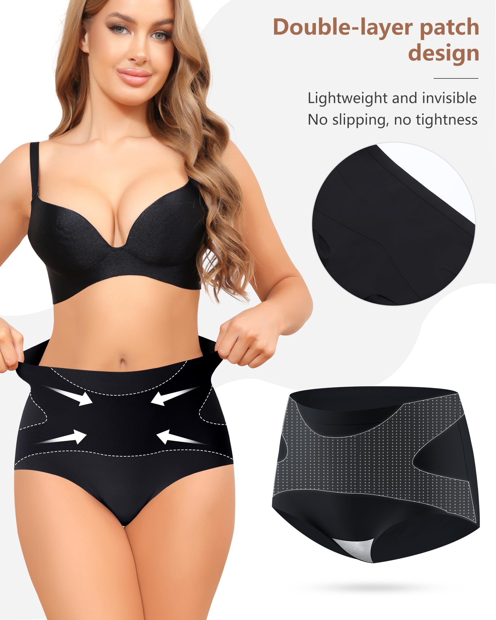 Levao Bezszwowe majtki damskie, wysoka talia niewidoczne majtki miękka elastyczność wygodna bielizna oddycha zestaw 5 sztuk (S-XXL)